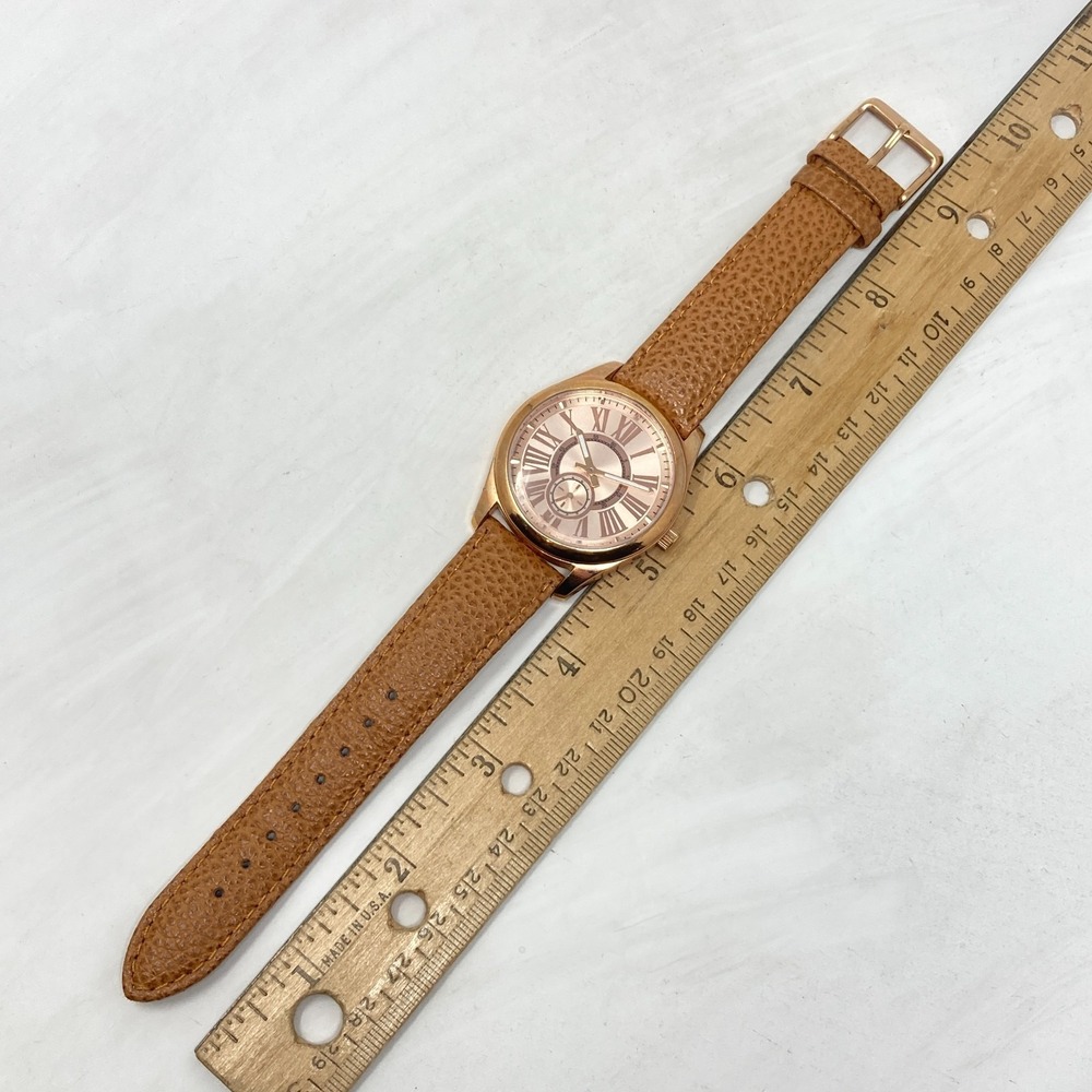 Bronzo Italia QVC Watch Women 39mm Rose Gold Tone Brown Leather Band New Battery - Picture 14 of 15